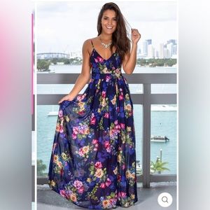 Navy Floral Printed V-Neck Maxi Dress - Saved by the Dress